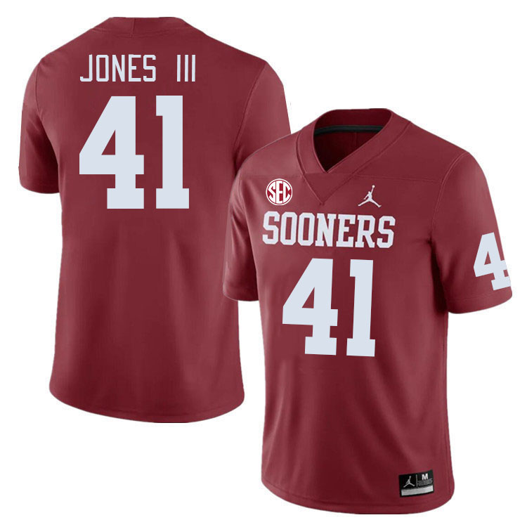 Men #41 Emmett Jones III Oklahoma Sooners 2024 SEC Conference College Football Jerseys-Crimson